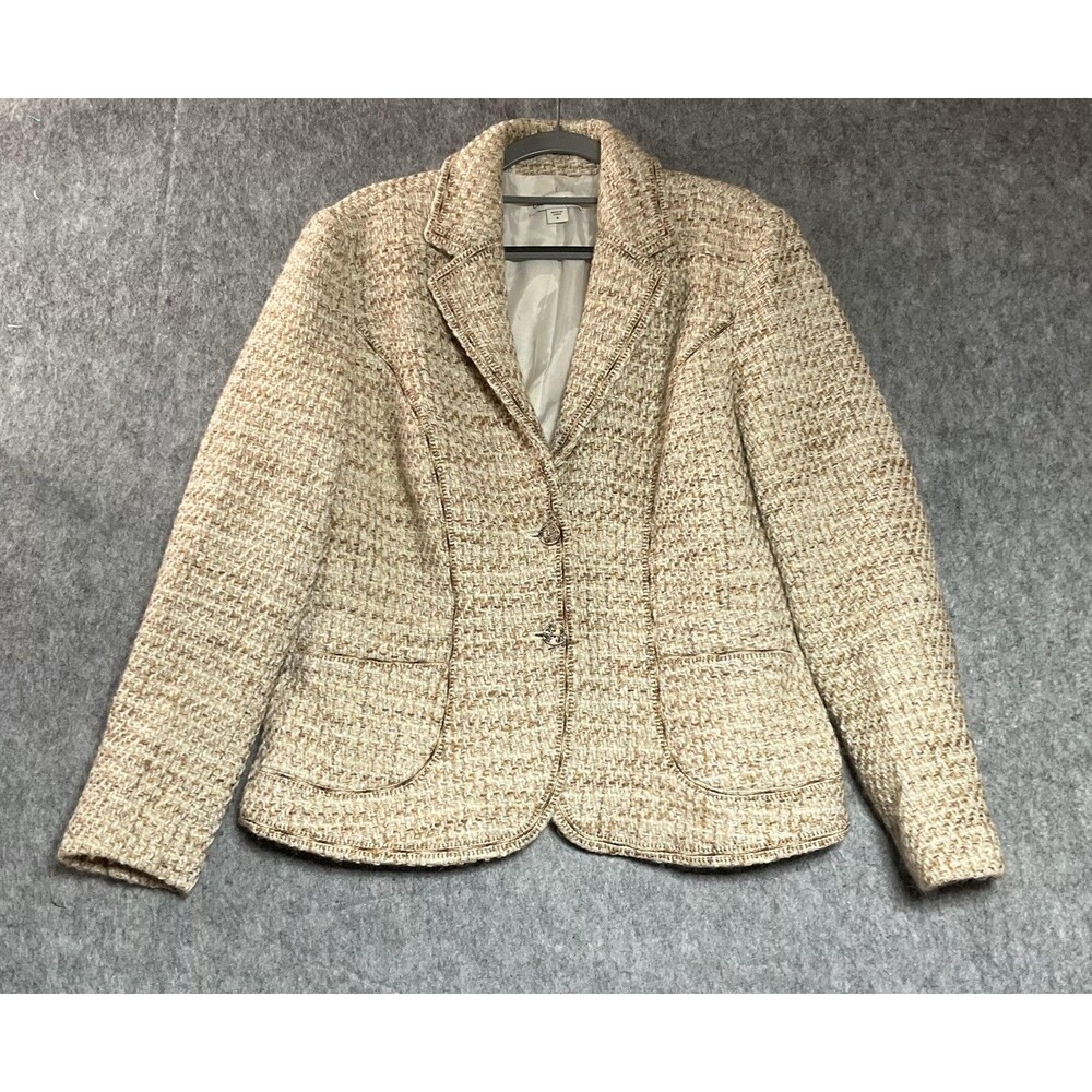 Coldwater Creek Jacket Womens 8 Beige Tweed Blazer Button Front Lined Classic